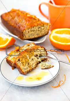 Orange cake with poppy seeds and zest 