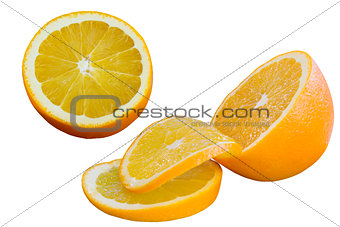 Sliced Orange Fruits Isolated