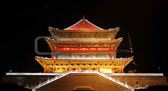 Night view of Drum Tower in Xian