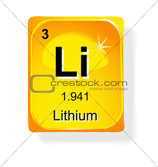 Lithium, chemical element with atomic number, symbol and weight