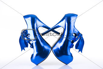 Pair of metallic blue shoes 