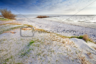 sand beach on North sea and blue sky