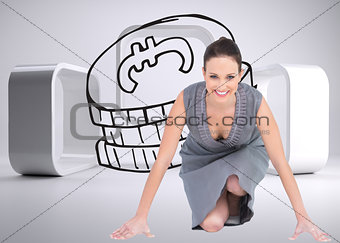 Composite image of smiling gorgeous woman getting ready for departure