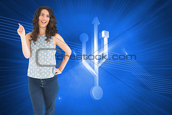 Composite image of happy beautiful brunette posing