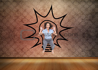 Composite image of cheerful classy businesswoman having fun
