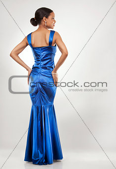 black woman in evening gown