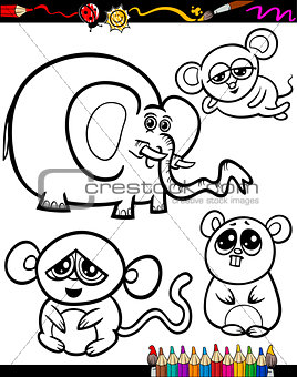 Cartoon Animals for Coloring Book