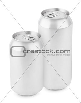 Two aluminum can isolated on white