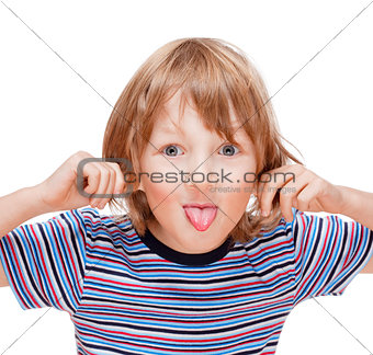 Boy with Blond Hair Sticking out his Tongue 