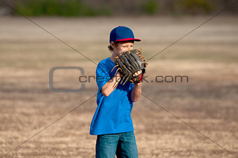 Cute young boy playing baseball outdoors