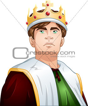 Young King With Crown Shoulders Up