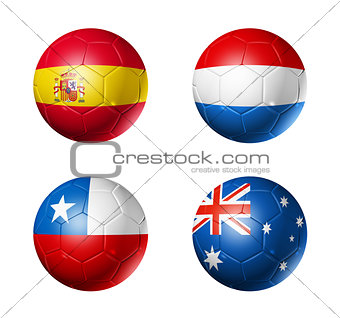 Brazil world cup 2014 group B flags on soccer balls