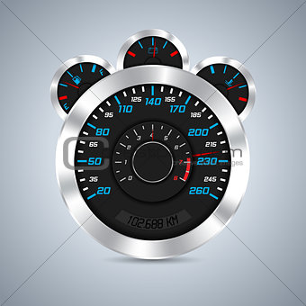 Abstract dashboard with metallic elements