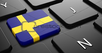 Sweden - Flag on Button of Black Keyboard.