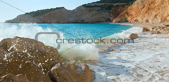 Surf wave on Porto Katsiki beach (Lefkada, Greece)