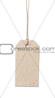 price tag on waxed cord from recycled paper