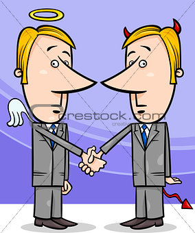 angel and devil businessmen cartoon