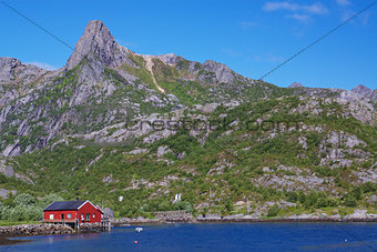 Fishing hut in fjord