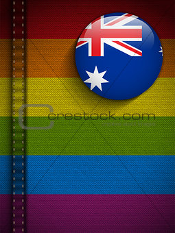 Gay Flag Button on Jeans Fabric Texture Australia
