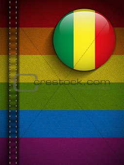 Gay Flag Button on Jeans Fabric Texture Mali