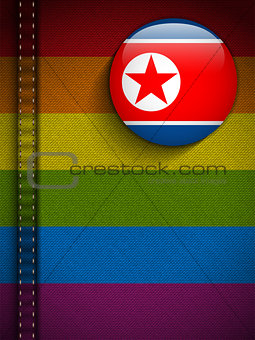 Gay Flag Button on Jeans Fabric Texture North Korea