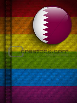 Gay Flag Button on Jeans Fabric Texture Qatar