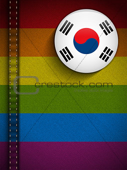 Gay Flag Button on Jeans Fabric Texture South Korea