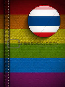 Gay Flag Button on Jeans Fabric Texture Thailand
