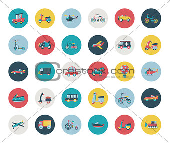 Set of flat transport icons