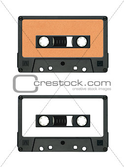 collection of various vintage audio tapes on white background. each one is shot separately