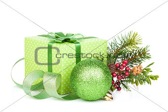 Christmas gift box, decor and tree
