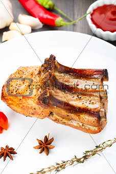 Baked pork rib chop