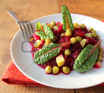 salad with beets, cucumber, peas