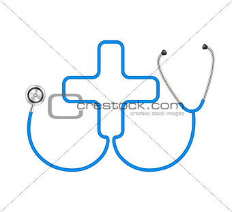 Stethoscope in shape of medical cross