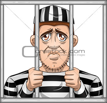Sad Prisoner Behind Bars