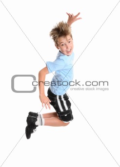 Active boy leaping