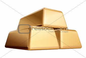 golden bullions 3 isolated