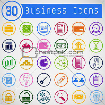 Set of Simple Round Business Icons 