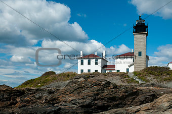 Beavertail Lighthouse Atop Rocky Coastline