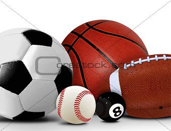 Sport and Leisure Balls over White
