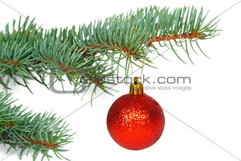 Red ball on the Christmas tree