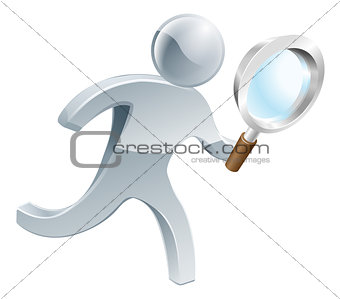 Magnifying glass silver person