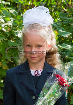 Portrait of nice little schoolgirl
