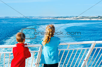 Children on the deck of the ship