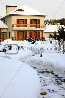 country home in winter