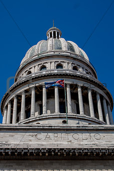 Havana Capitol Dome with Cuban flag