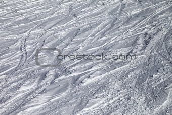 Background of ski slope with trace from ski and snowboards