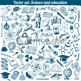 Science And Education Doodles Icons Vector Set