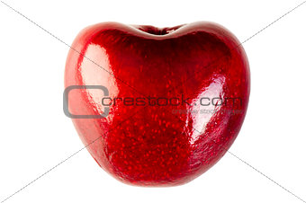 large ripe cherry on a white background