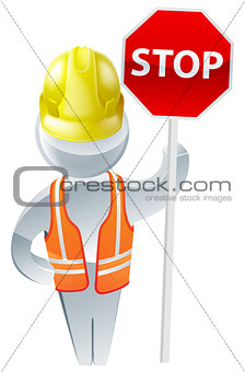 Stop sign workman